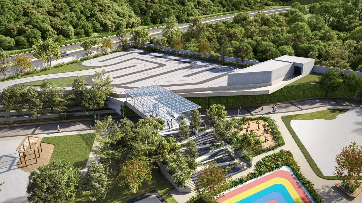 Gera's Joy on the Treetops — Aerial View of Go-Kart & Amenity Zone